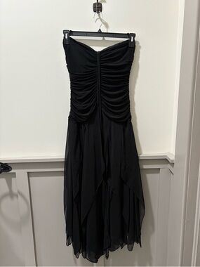 Y2K Black Ruched Fairy Maxi Dress